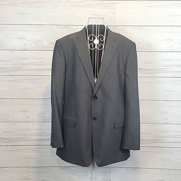 Broletto classic fit suit jacket 100% luxury wool - grey Men's Size 44L - Picture 1 of 14